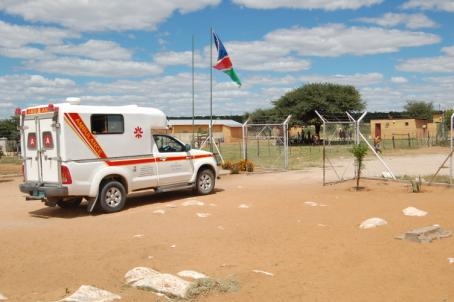 Our ambulance leaves for Gobabis. The two most seriously injured were then transferred to Windhoek the capital.
