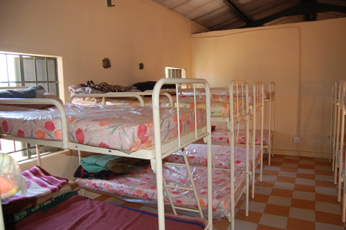 New bunk beds installed in the re-decorated hostel dormitory